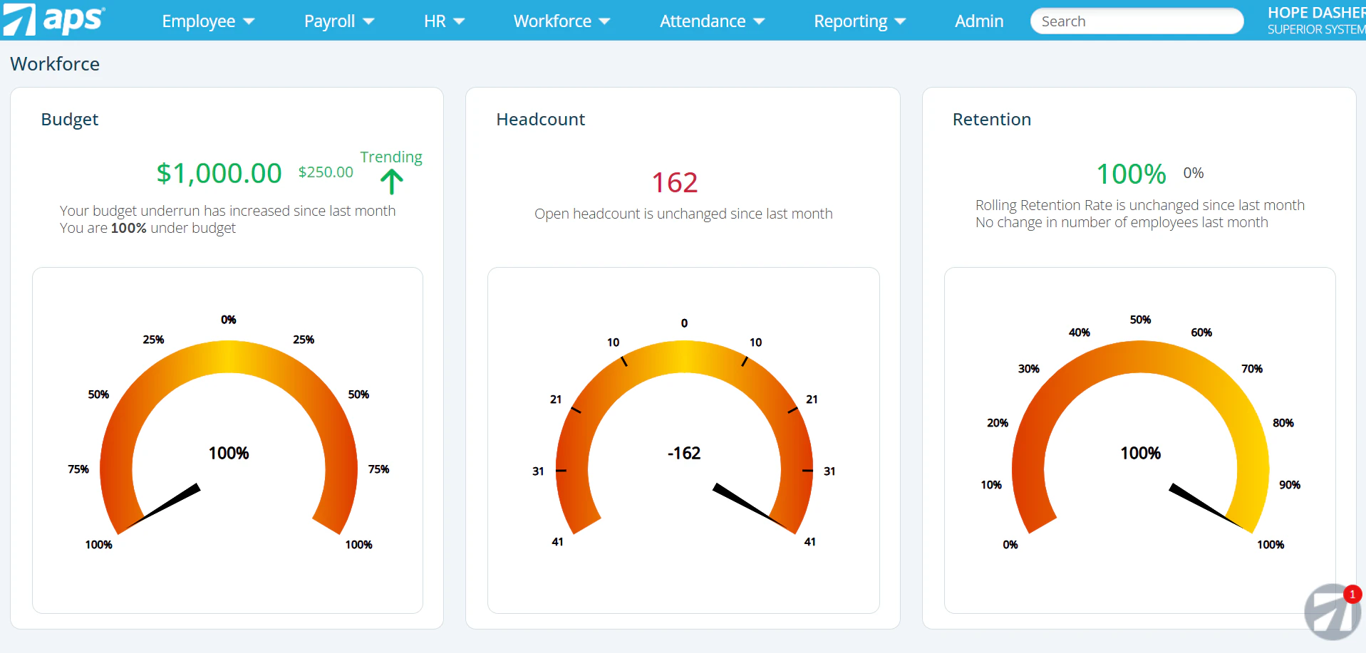 screenshot of APS Payroll